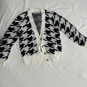 LOFT Black and White Houndstooth Cardigan